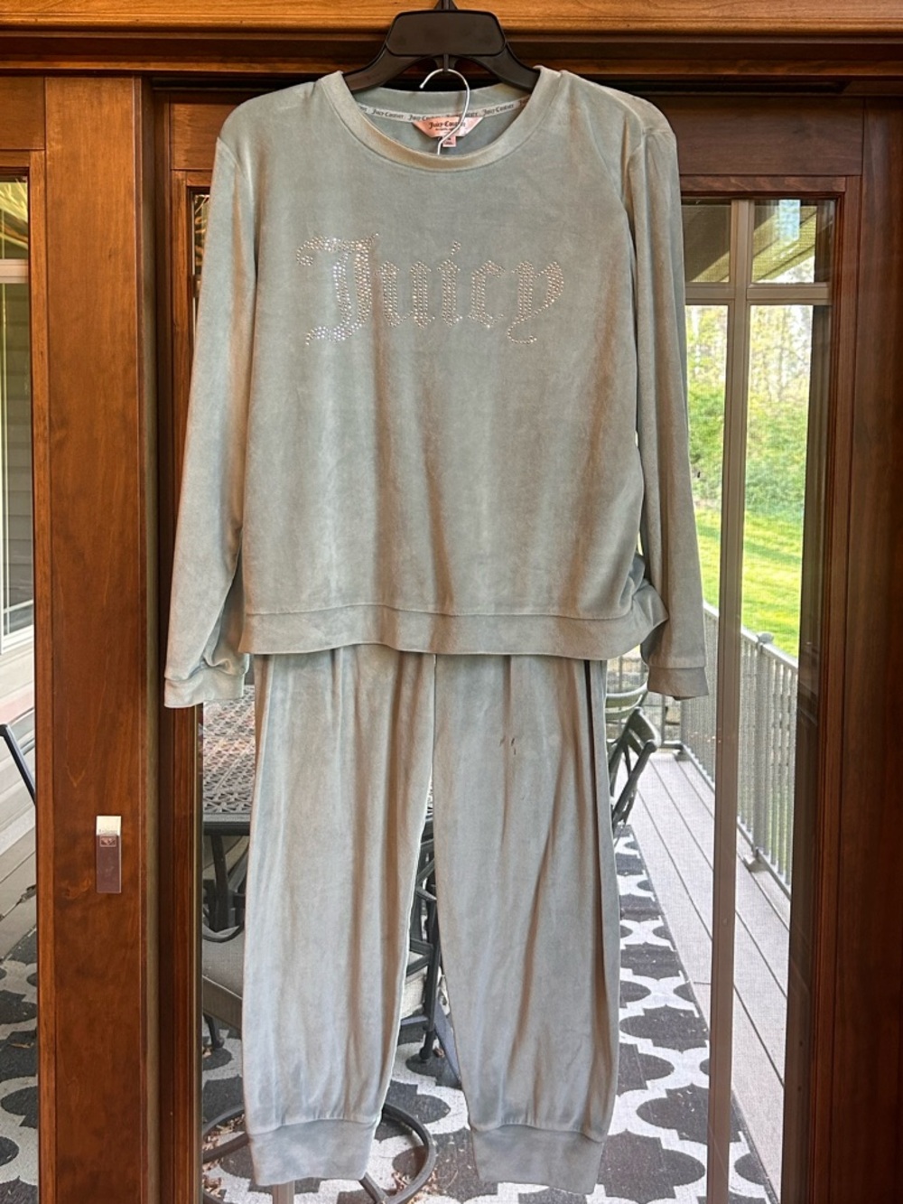 Juicy Couture Light Blue Velour Sparkle Logo Loungewear Set
